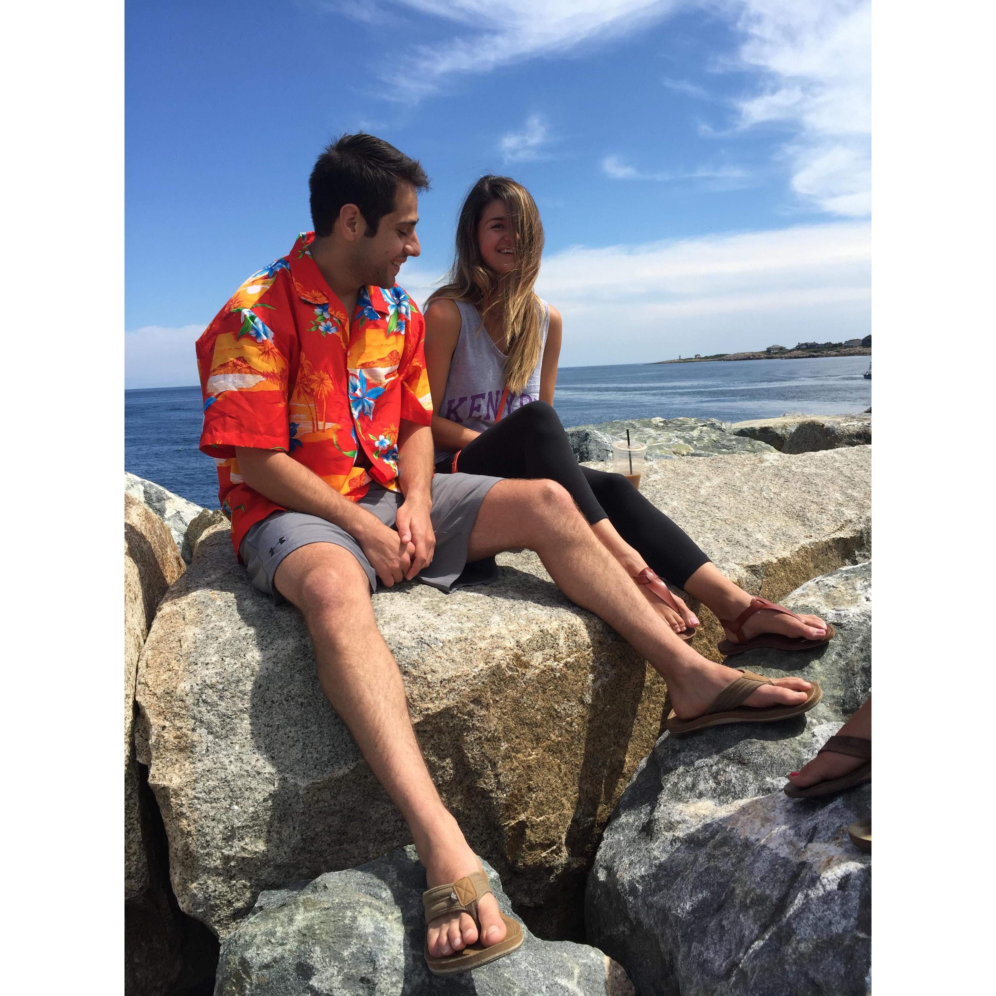 this pic was taken when we were on vacation in MA - very college of nick to wear a hawaiian shirt with athletic shorts and flip flops
