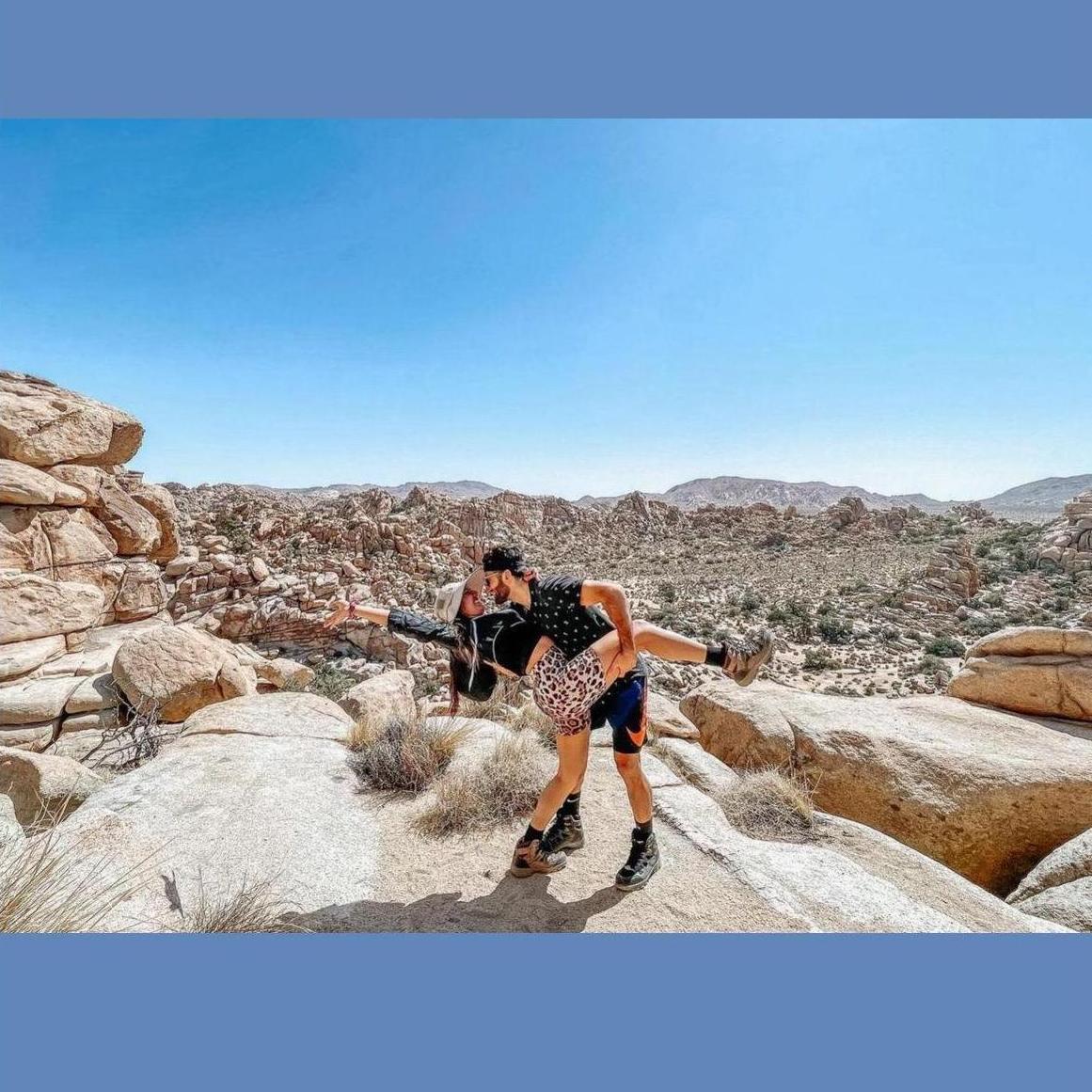 Our classic V&R couple's pose in Joshua Tree, May 2021