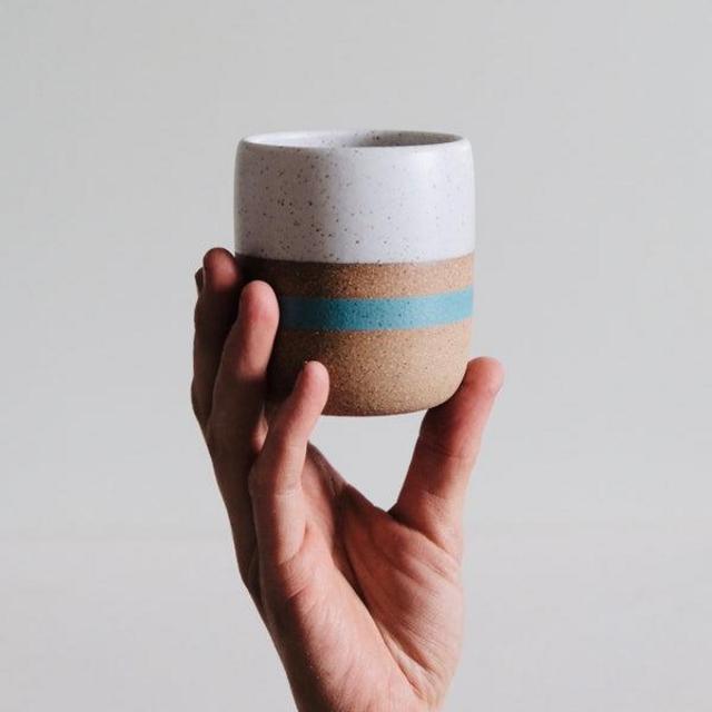 Speckled Turquoise Stripe Cup