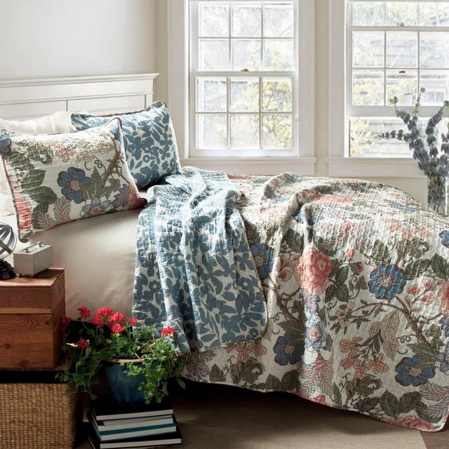 Sydney 3 Piece Quilt Set (King)Green/Blue - Lush Décor