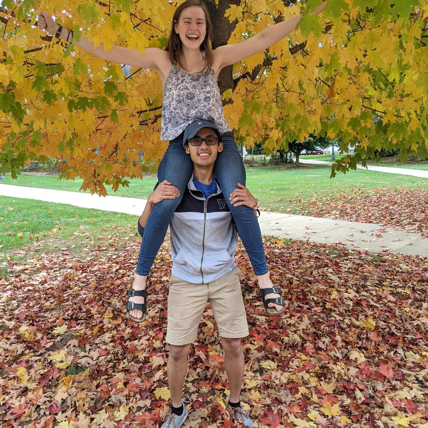 Picking each other up and enjoying the fall weather at Villanova - October 2020