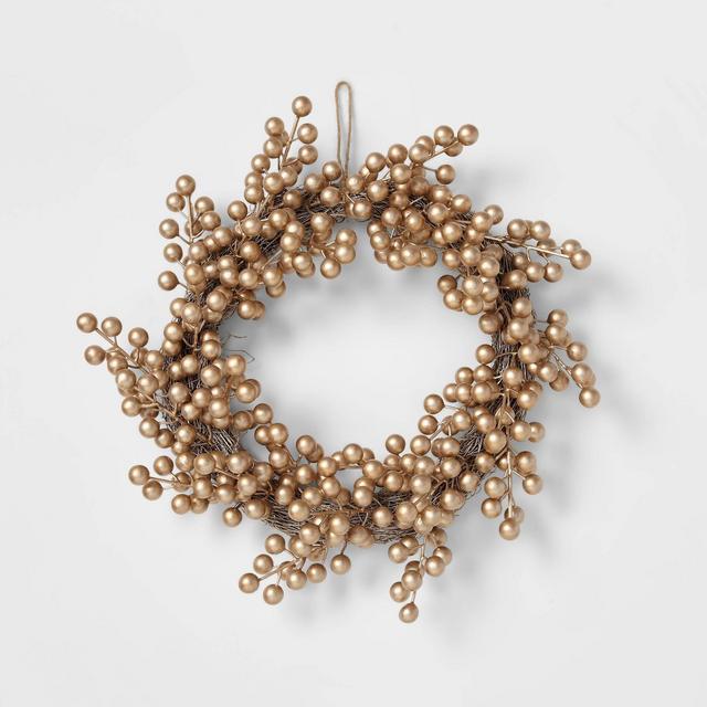 21" Gold Berry Artificial Christmas Wreath - Wondershop™