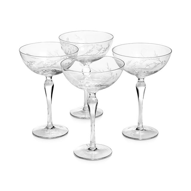 Hotel Collection Etched Floral Coupe Glasses, Set of 4, Created For Macy's