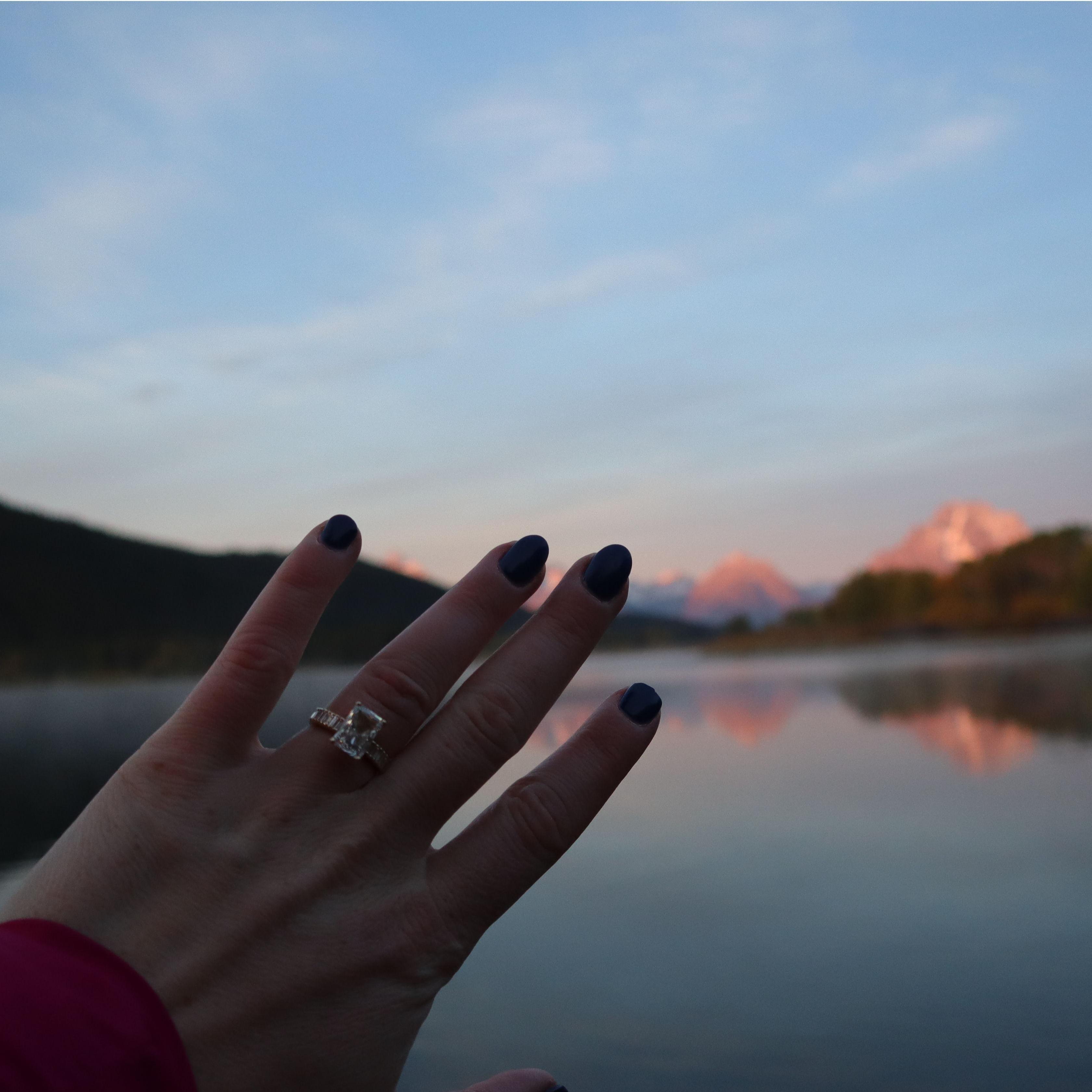 After setting up camp our first night, I chipped two finger nails on my left hand. Wills realized he needed to move quick. We got engaged at sunrise on our second morning!