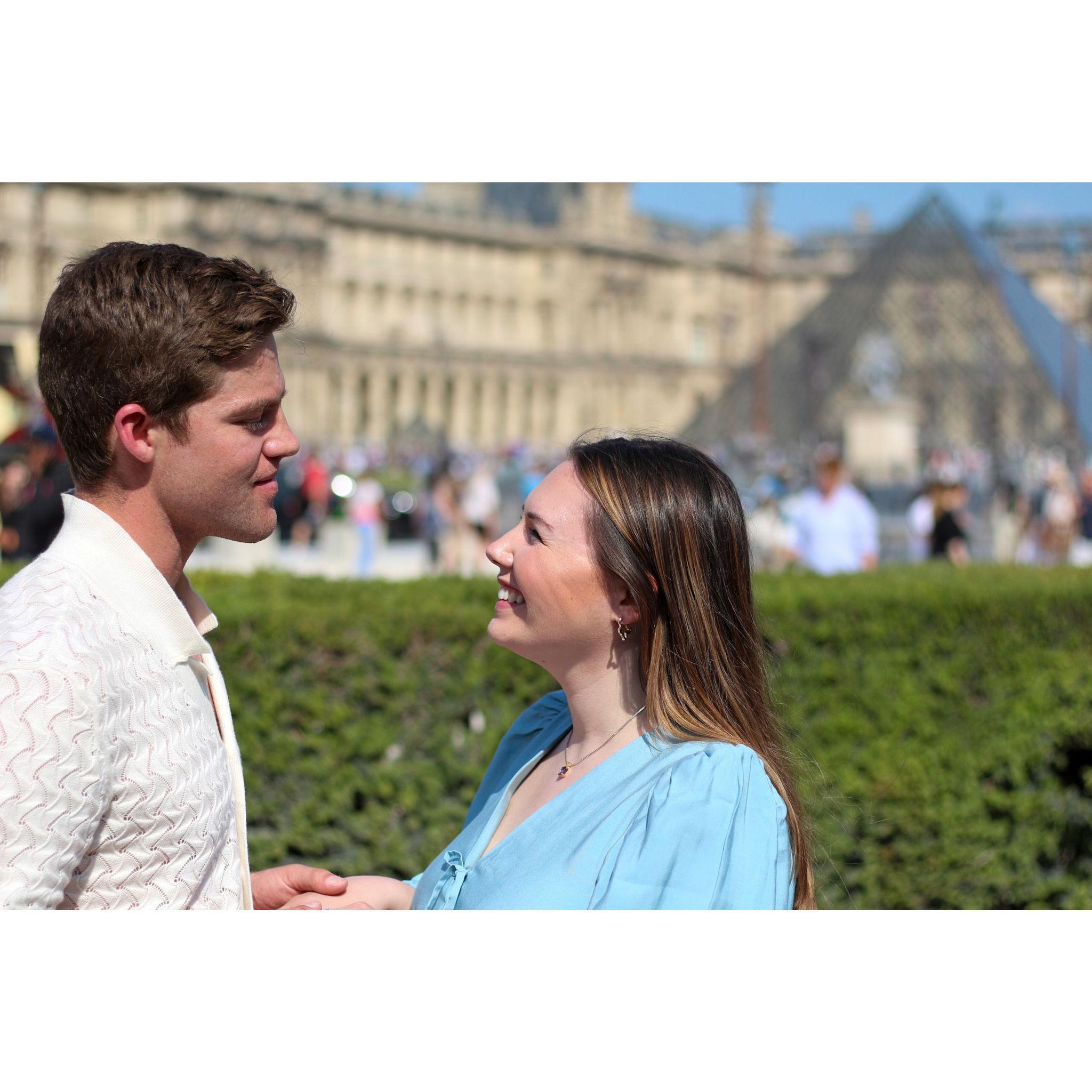 The spot where Andrew proposed near the Louvre in Paris!