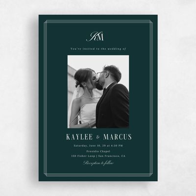 Dark Emerald, Green Wedding Invitation - Mahogany Photo