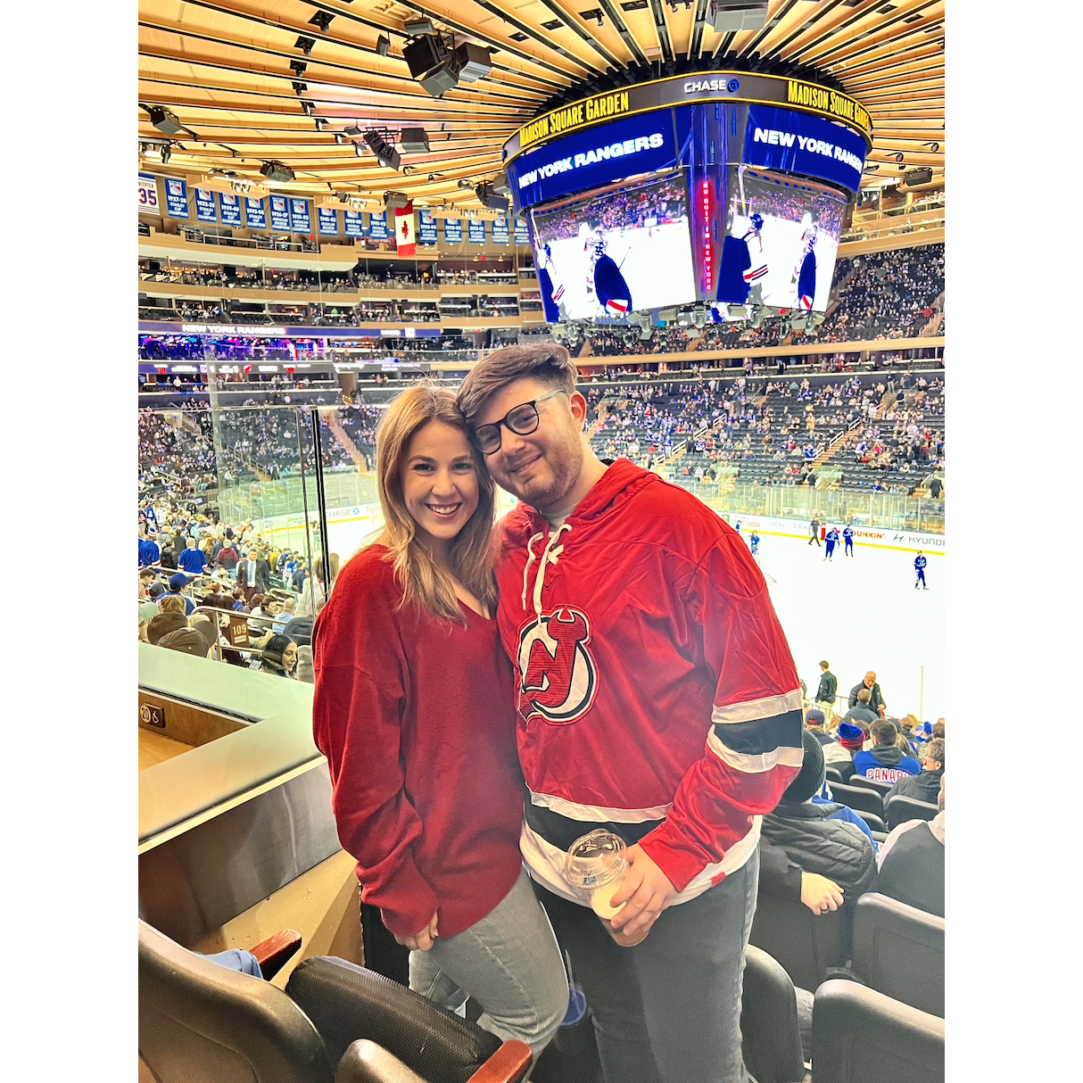 That night we got heckled for wearing Devils gear to MSG