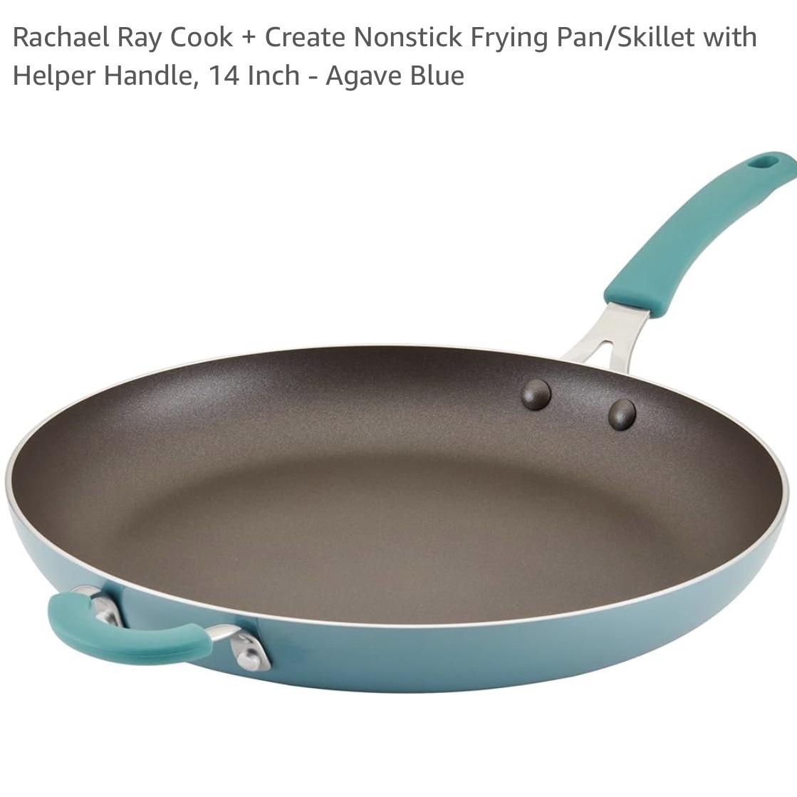 Rachael Ray Cook + Create Nonstick Frying Pan/Skillet with Helper Handle, 14 Inch - Agave Blue