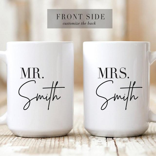 Mr Mrs Mugs, Couple Coffee Mug Set, Unique Wedding Gift, Custom His and Hers Gift, Coffee Lovers, Engagement Bride and Groom Christmas Gift