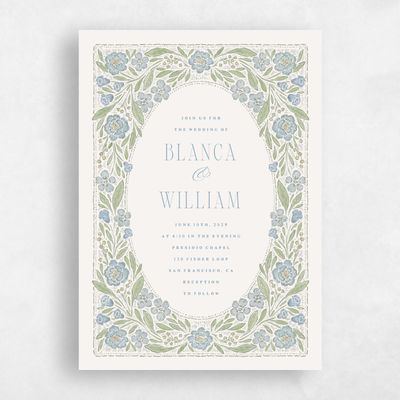 Blue Wedding Invitation - Persephone Portrait