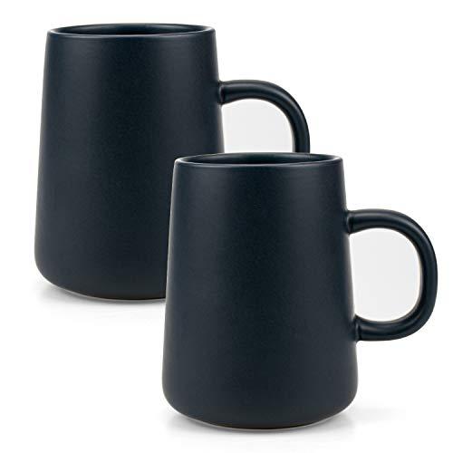 Foraineam Set of 2 Coffee Mugs 15 Ounce Smooth Frosted Ceramic Tea Cup Restaurant Drinking Cups