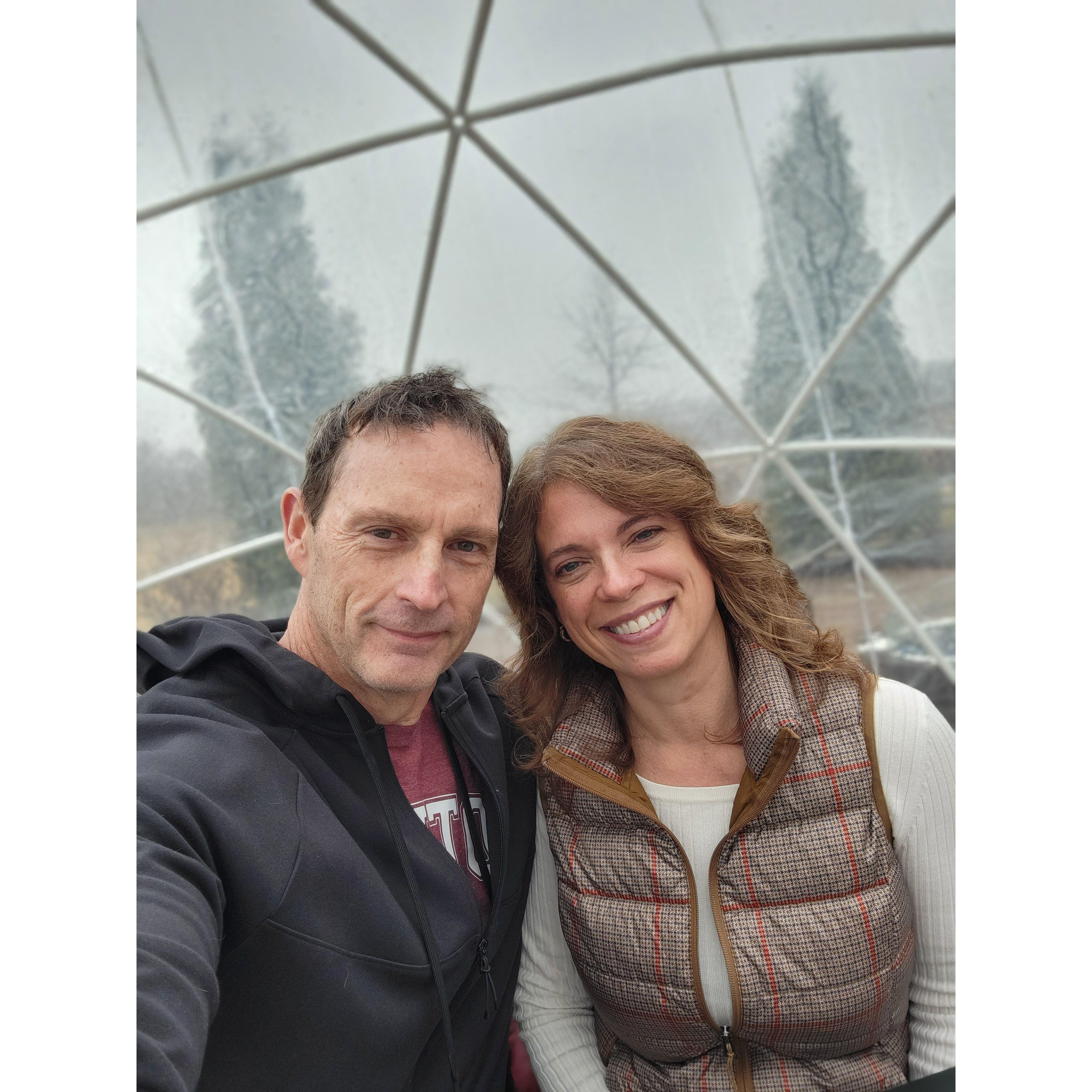 Here's to another round of celebrating Jim's birthday. But we've NEVER had lunch in an igloo before! River Falls, WI.