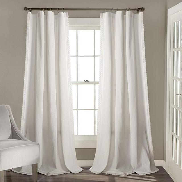Lush Decor, White Rosalie Window Curtain Panel Pair, 84" x 54"