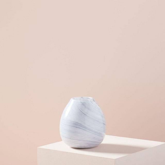 Marble Glass Bud, White + Gray