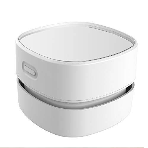 ODISTAR Desktop Vacuum cleaner,Mini table dust sweeper Energy Saving with auto power-off function,High endurance up to 400 mins,Cordless&360º Rotatable Design for Keyboard/Home/Office (white charging)