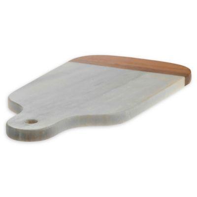 Denmark Artisanal 14-Inch Rectangular Cutting Board in Marble/Wood with Handle