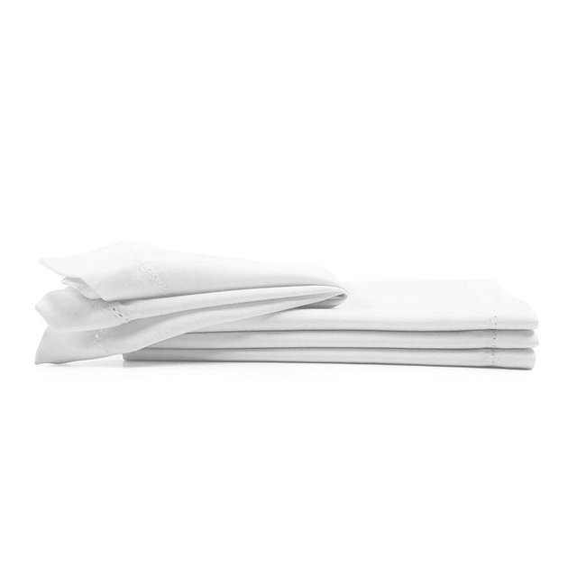 Cloth Dinner Napkins Reusable with Hemstitched Detailing & Tailored Mitered Corners 20x20 Inches - Reusable Polyester Napkins for Events & Everyday Use - Set of 4, White
