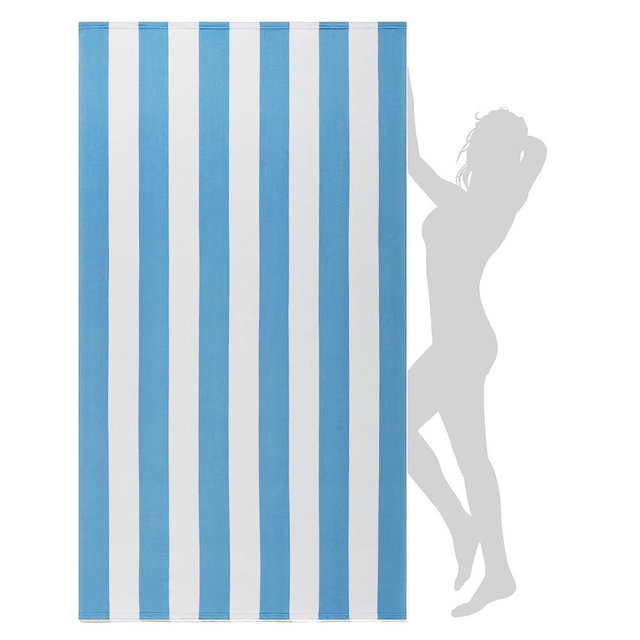 WILFA Extra Large Beach Towel - Oversized Mircofiber Towel 40'' x 70'', XL Striped Lightweight Pool Towel, Big Cabana Swim Travel Towel for Adults Mens Women,Sky Blue