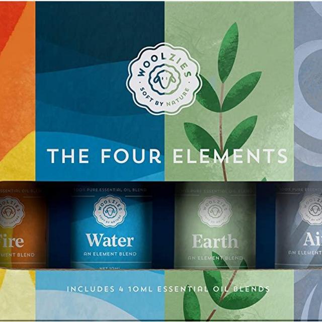 Woolzies The Four Elements Essential Oil Collection Set of 4 | Includes Fire, Water, Earth, and Air Blends| 10ML