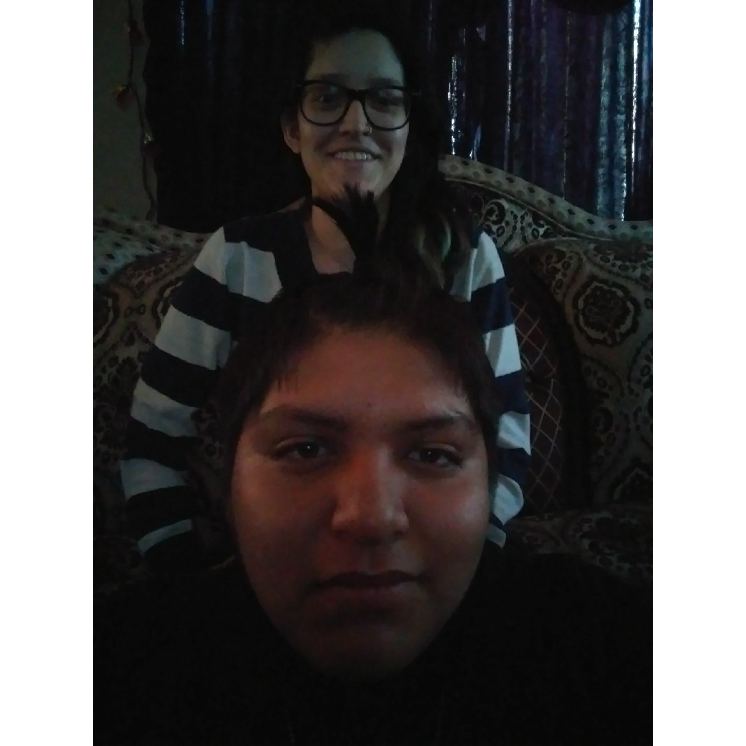 Lesley loves playing around with Damians hair