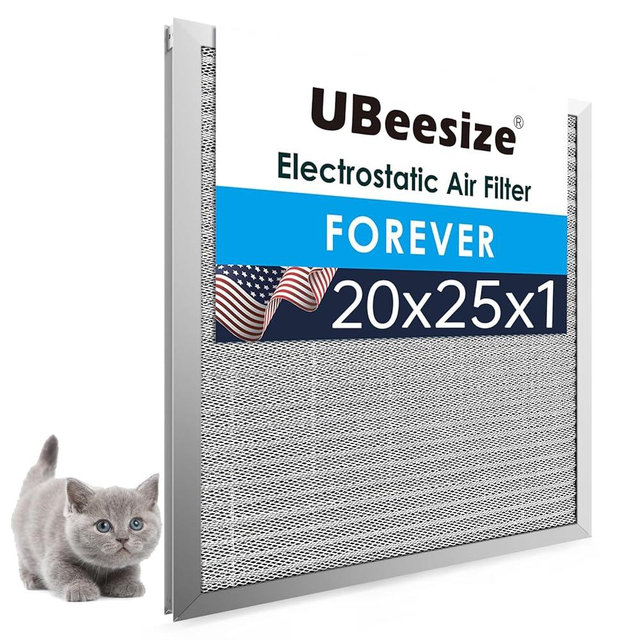 UBeesize 20x25x1 Reusable Electrostatic Air Filter HVAC AC Furnace Filter,MERV 8,Washable, Lasts a Lifetime,Permanent Air Filter,Breathe Fresher,Home And Office(Actual Size:19.75x24.65x0.82 Inch)