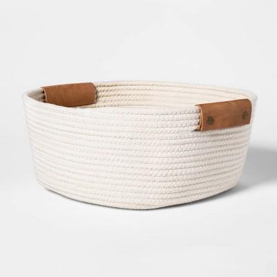 13" Decorative Coiled Rope Square Base Tapered Basket Small White - Threshold™