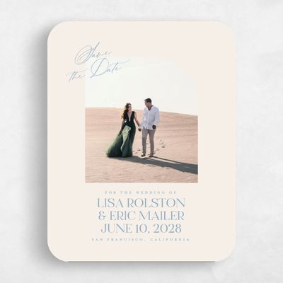 Blue Rounded Wedding Save the Date - Menton Photo