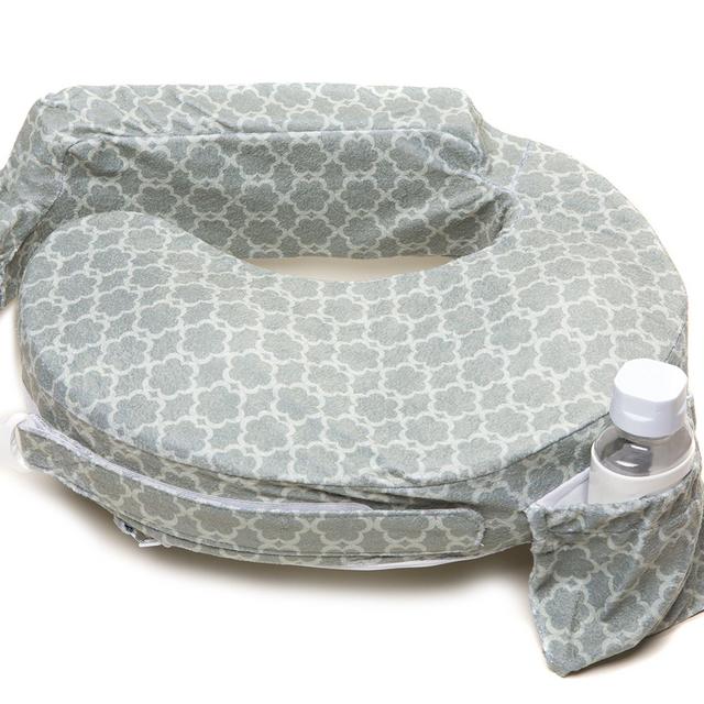 My Brest Friend Deluxe Nursing Pillow for Comfortable Posture, Grey Flower Key