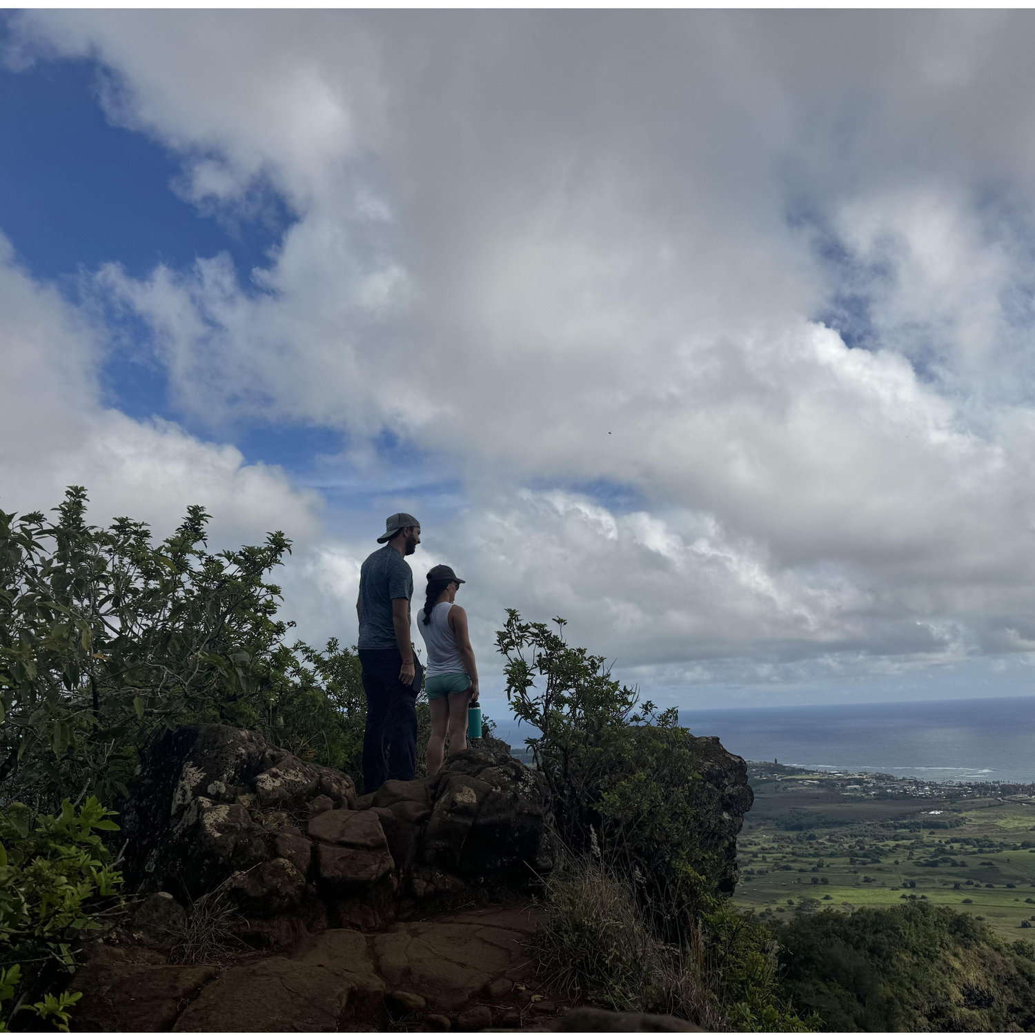 Seconds before Cullen proposed after a hike to the peak of The Sleeping Giant on Kauai!