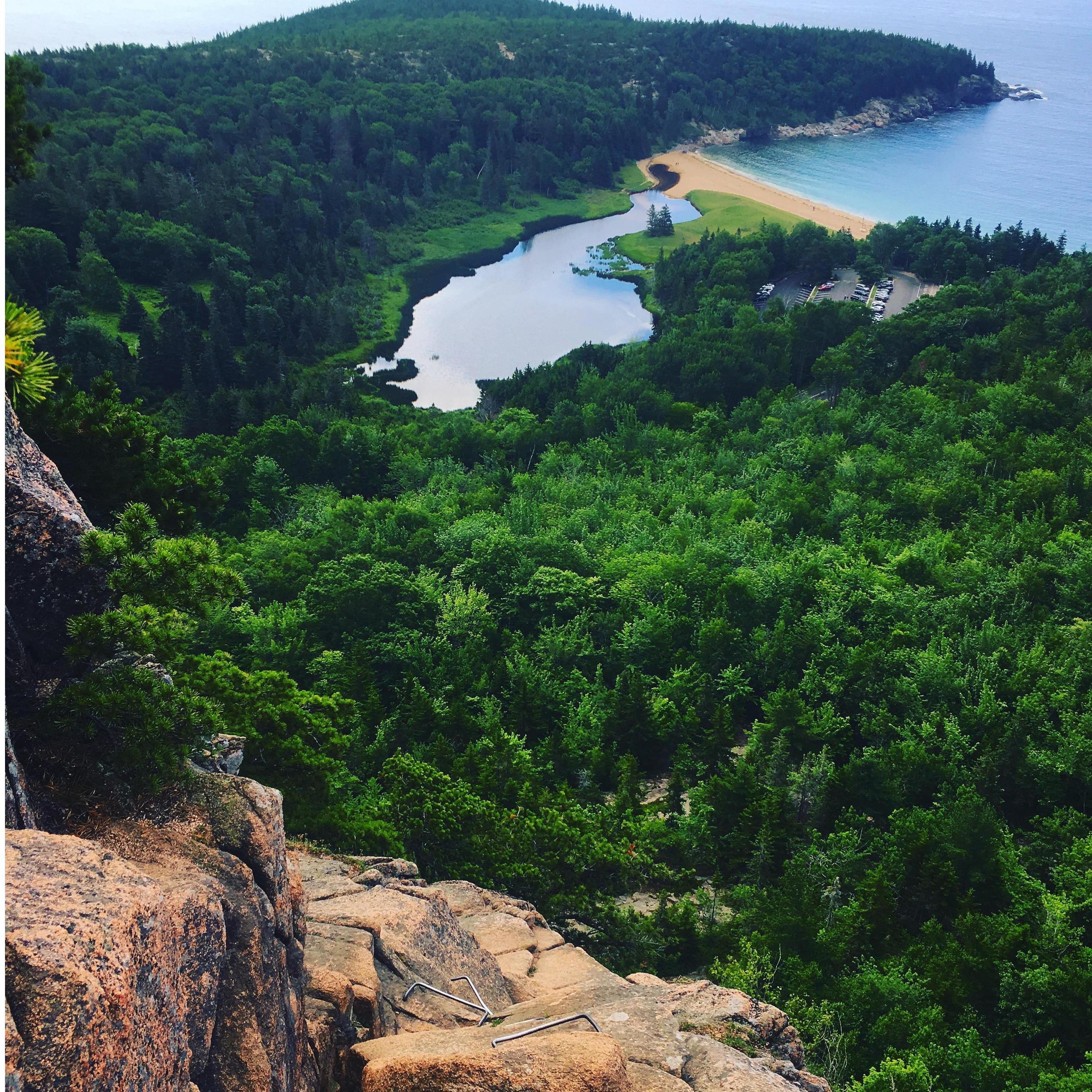 The view from the top of the Beehive trail in Acadia National Park.