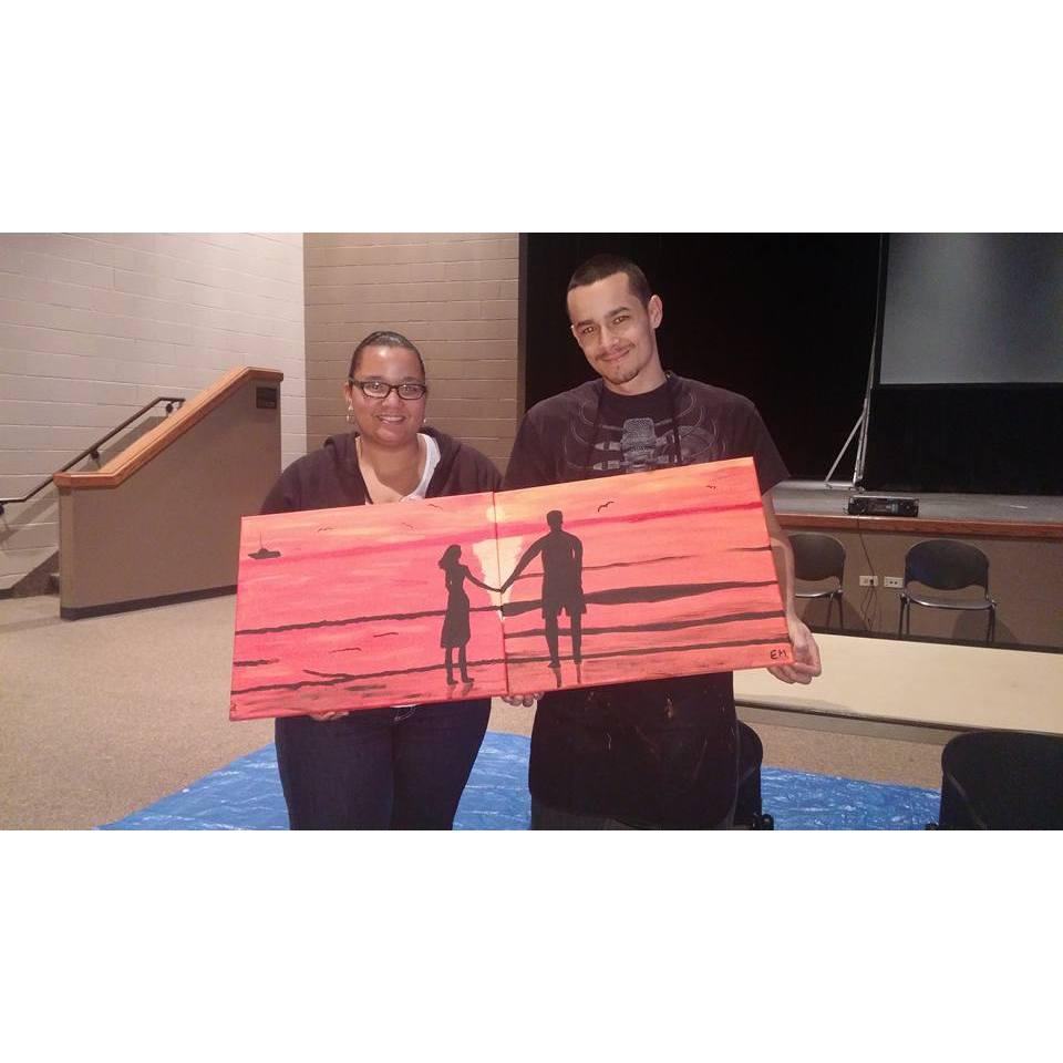 Our first paint 'n sip experience on a Valentines date night.