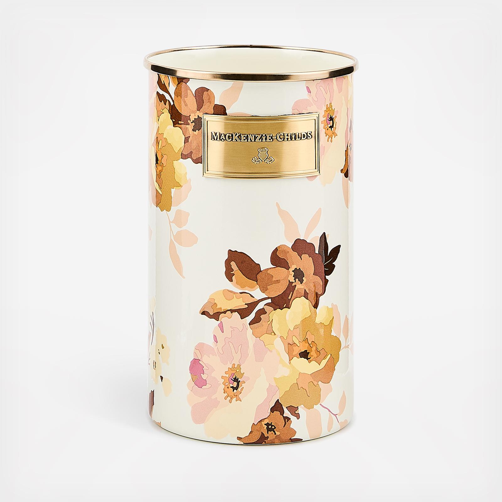 MacKenzie-Childs, Wild Rose White Stainless Steel Utensil Holder