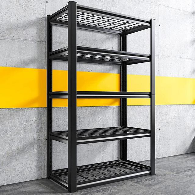 REIBII Garage Shelving Heavy Duty Loads 2000LBS, 72" Garage Storage Shelves Heavy Duty Shelving, Adjustable 5 Tier Metal Shelves for Storage Shelving,Garage Shelves Utility Shelf Rack,72"H*35.5"W*16"D