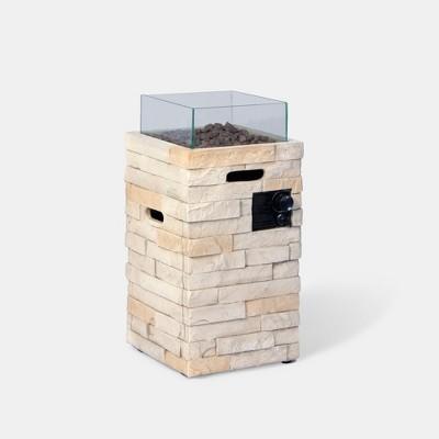 Chisholm 27" Tall Square Stone Fire Column - Natural - Threshold™