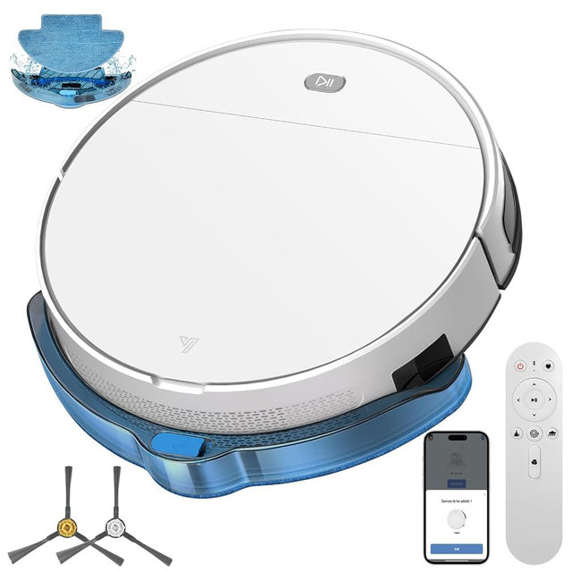 Robot Vacuum and Mop Combo,5500Pa Strong Suction,Anti-Tangle Brushless Inlet 2 in 1 Super Thin Robotic Vacuum with App/Remote/Voice Control, Self-Charging,for Pet Hair, Hard Floor, Low-Pile Carpet