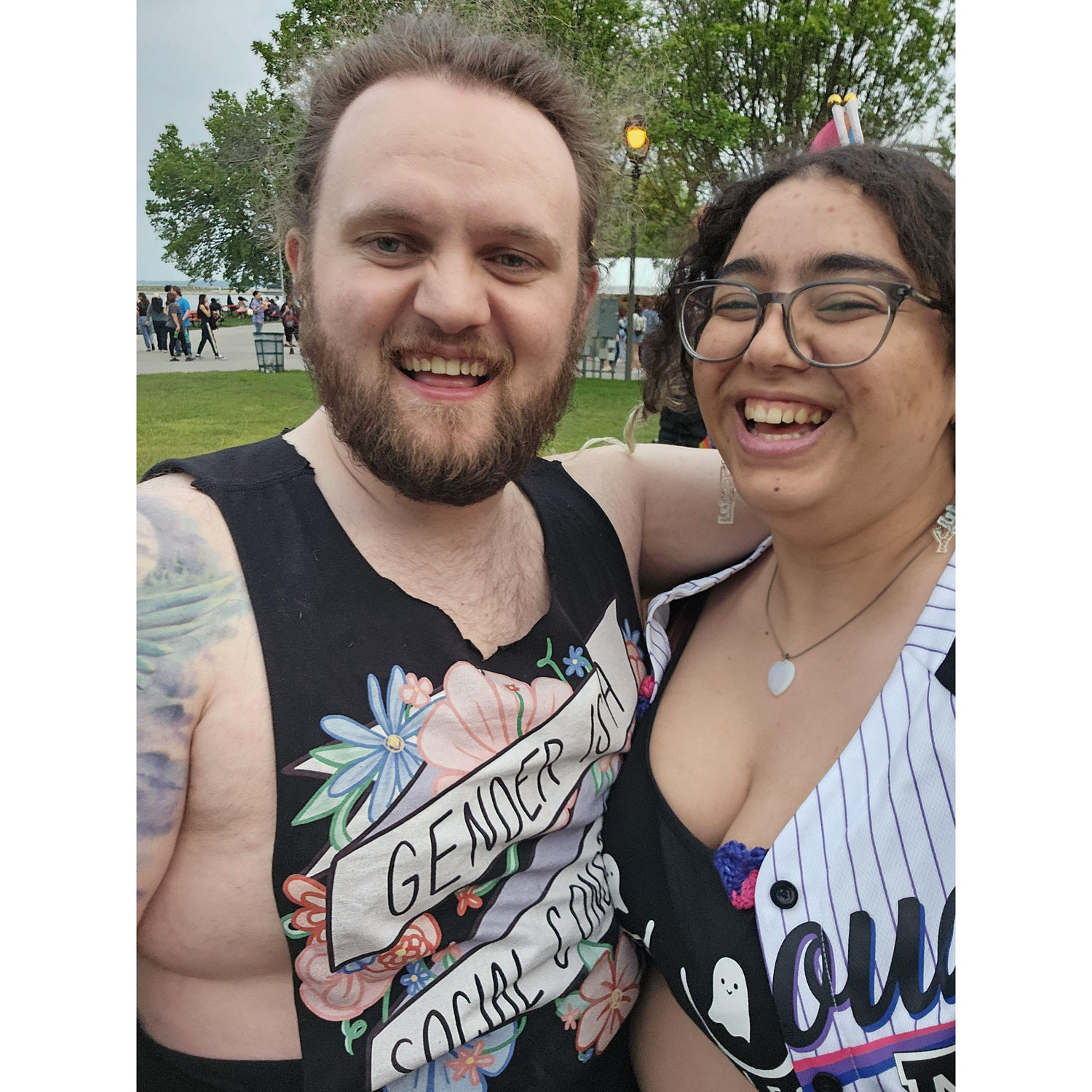 Trying to get a good photo at Pridefest.
