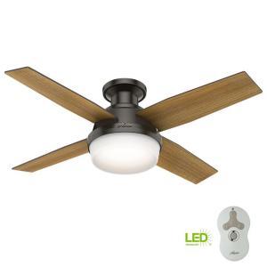 Dempsey 44 in. Low Profile LED Indoor Noble Bronze Ceiling Fan with Universal Remote