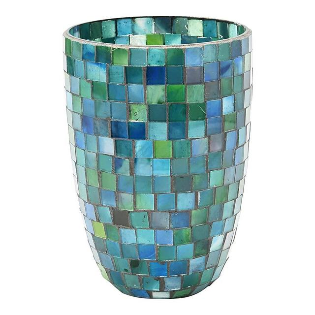 Creative Co-Op Mosaic Glass Votive Candle Holder, Blue & Green
