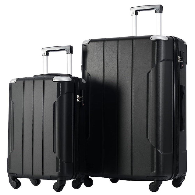 Merax Luggage Sets of 2 Suitcases With Wheels Expandable Lightweight, TSA Lock, Hardside Spinner Carry On Luggage, 20 28 inch Black