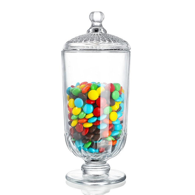 24oz Clear Glass Candy Jar with Lid Glass Cookie Jars Storage Decorative Jars for DIY Projects,Candy Buffet,Shower Favors(9.4 * 3.9inch)