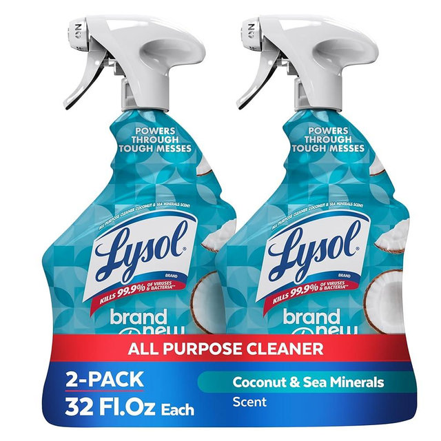 Lysol All Purpose Cleaner Spray, Multi-Purpose Disinfecting Spray, Kitchen & Bathroom Cleaner, Coconut & Sea Minerals 32 oz (Pack of 2)