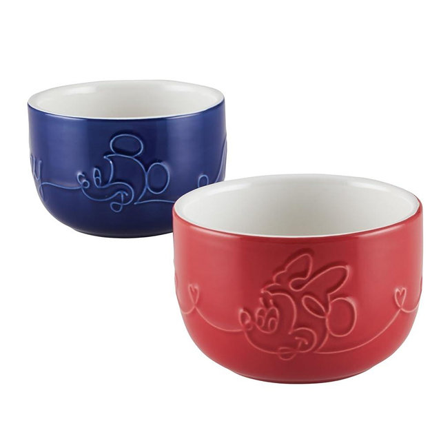 Disney Home Bon Voyage Ceramic Ramekin Set, Small Baking Dish, Dishwasher Safe, 2 Piece, Mixed Colors
