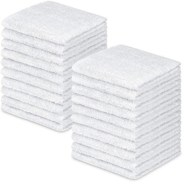 DecorRack 20 Pack 100% Cotton Wash Cloth, Luxurious Soft, 12 x 12 inch Ultra Absorbent, Machine Washable Washcloths, White (20 Pack)