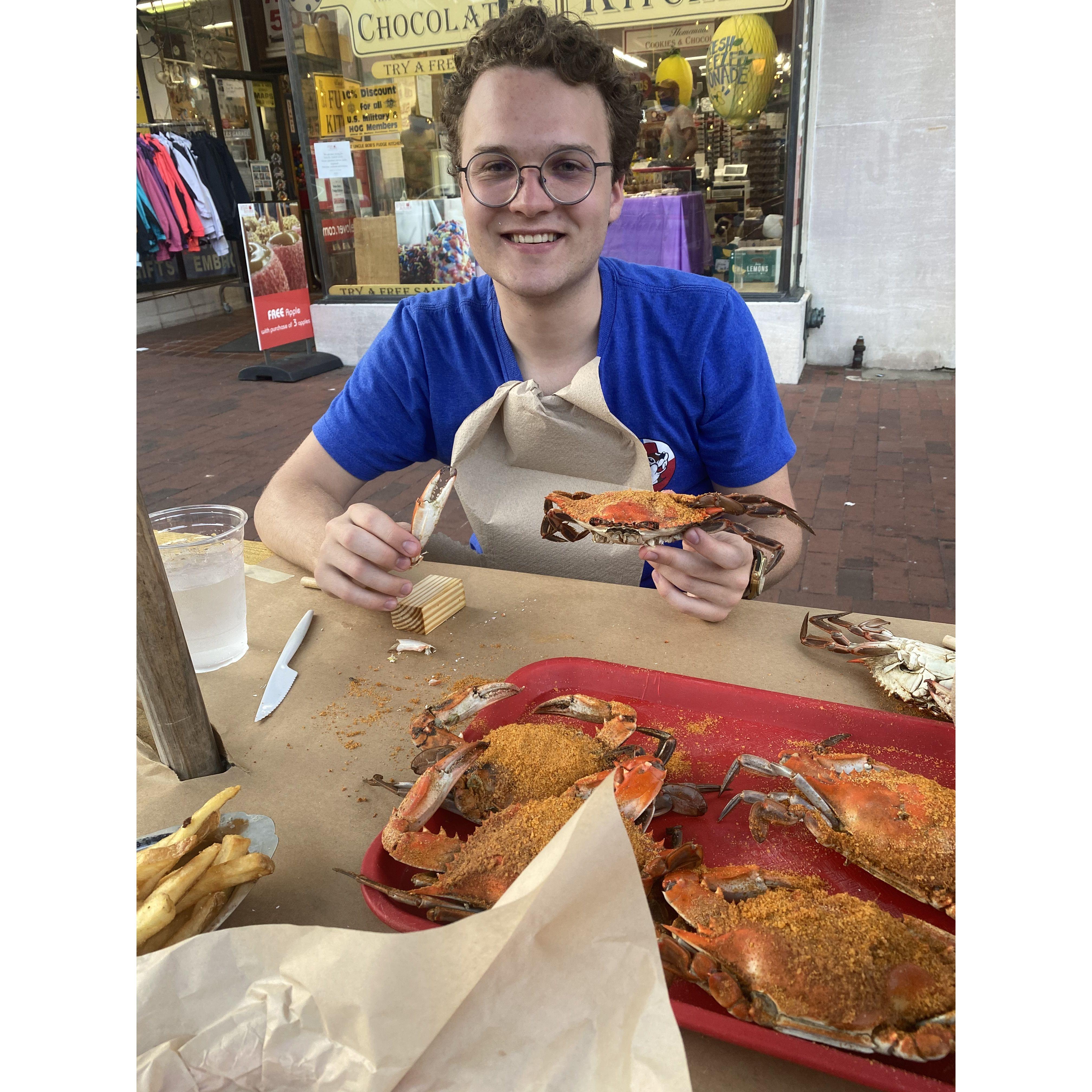May 23, 2021: Jesse's first Maryland crab experience