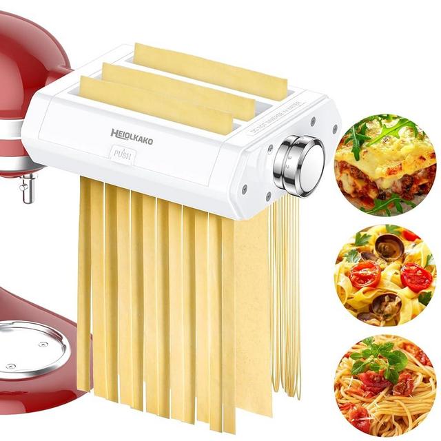 Pasta Attachment for KitchenAid Stand Mixer, 3 in 1 Set Pasta Maker KitchenAid Attachment Includes Spaghetti Cutter, Pasta Sheet Roller and Fettuccine Cutter, KitchenAid Mixer Attachments by Heiolkako