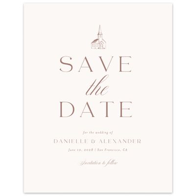 Chestnut, Brown Wedding Digital Save the Date - Classic Chapel Portrait