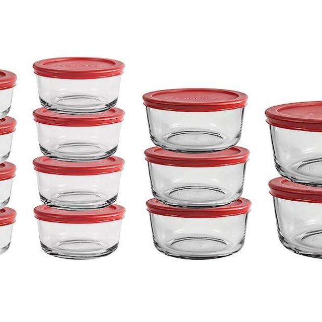Anchor Hocking SnugFit 26 Piece Glass Food Storage Containers with Lids, Red