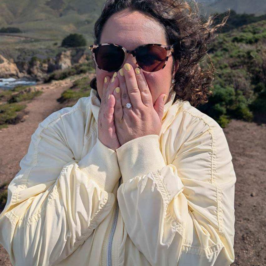 Lauren unable to contain her excitement during the proposal | March 2025 in Big Sur, CA
