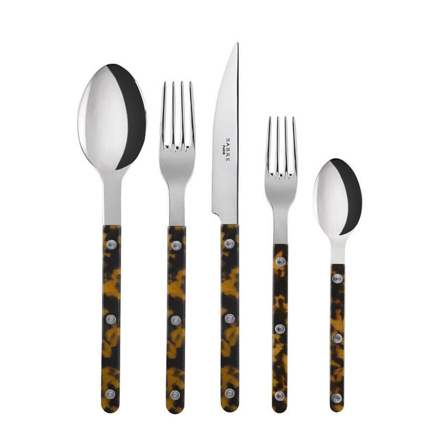Bistrot Flatware, 5-Piece, Faux Tortoise