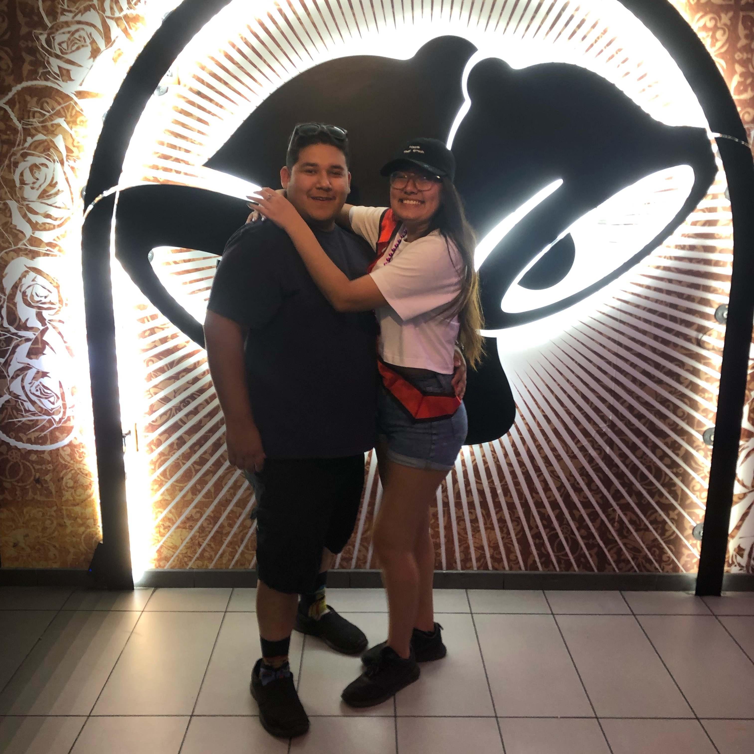 Us pretending to get married in 2019 at the Taco Bell Chapel 